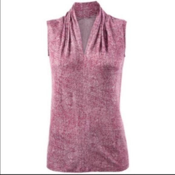 Cabi‎ Raspberry Knit Print V Neck Business Tee Top size M Medium - Picture 2 of 12